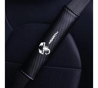 HONGYANFA 2 Pcs Leather Car Seat Belt Cover with Logo for Abarth 595 Abarth 500 Abarth 124 Spider, Car Safety Seatbelt Cover Pads Anti-Slip Seat Belt Protector,A