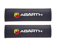 HONGYANFA 2 Pcs Leather Car Seat Belt Cover with Logo for Abarth 595 Abarth 500 Abarth 124 Spider, Car Safety Seatbelt Cover Pads Anti-Slip Seat Belt Protector,C