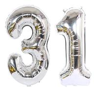 Hongyantech 31st Birthday Balloon, 40 Inches Silver Foil Reusable Decoration, Number 31 Balloon for Birthday, Wedding, Anniversary, Unisex