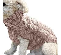 HONGYEMY Dog Clothes Puppy Dog Sweaters For Small Medium Dogs Cats Clothes Winter Warm Pet Turtleneck Chihuahua Vest Soft Yorkie Coat Teddy Jacket-beige-s 1-2kg