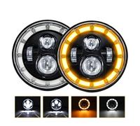 HONGYISM Front Headlight Universal Headlight LED For Wrangler Headlight 7 Inch Round Headlight For JK For Jeep 200W 30000LM H4 Angel Eyes 6000K/3500K Headlamp