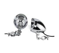 HONGYISM Motorcycle Headlight 1 Set Motorcycle Chrome LED Bullet Passing Spot Fog Light With Roll Cage Guard Bar Tube Mount Bracket Clamp