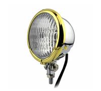 HONGYISM Motorcycle Headlight Motorcycle 4.5" H4 Bulb Headlight Round Retro 12V Headlamp For Bobber Chopper Cafe Racer Universal(Chrome Gold)