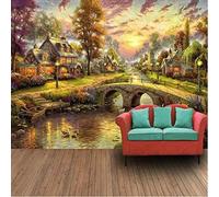 HongYouQi 3D Creative Living Room Decoration House Stream Stone Bridge Landscape Creative Living Room Sofa Tv Wallpaper-150cm×105cm