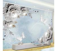 HongYouQi 3D Creative Living Room Decoration White Flowers Floral Landscape Bedroom Living Room Modern Wallpaper-250cm×170cm