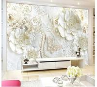 HongYouQi 3D Creative Living Room Decoration White Flowers Flower Landscape Office Study Living Room Background Wallpaper-430cm×300cm