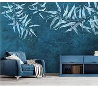 HongYouQi 3D Modern Mural Decorating Bedroom Blue Plant Leaves Branches Landscape Tv Bedroom Wallpaper Living Room Mural-200cm×140cm