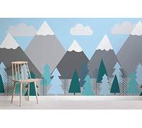 HongYouQi 3D Modern Mural Decorating Bedroom Cartoon Triangle Geometric Tree Landscape Study Living Room Office Background Mural-400cm×280cm
