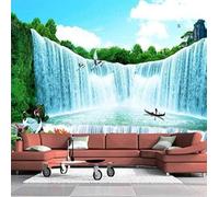 HongYouQi 3D Modern Mural Decorating Bedroom Green Landscape Waterfall View Tv Bedroom Wallpaper Living Room Mural-430cm×300cm
