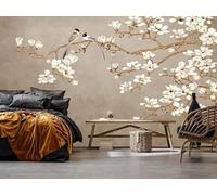 HongYouQi 3D Modern Mural Decorating Bedroom White Flower Tree Branches Landscape Tv Bedroom Wallpaper Living Room Mural-150cm×105cm
