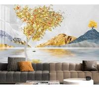 HongYouQi 3D Modern Mural Decorating Bedroom Yellow Big Tree Mountain Peak Landscape Creative Living Room Sofa Tv Wallpaper-150cm×105cm