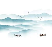 HongYouQi 3D Modern Mural Decoration Bedroom Ink Mountain Peak Mountain Landscape Study Living Room Office Background Mural-150cm×105cm