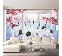 HongYouQi 3D Mural Art Bedroom Animal Red Flower Landscape Office Study Living Room Background Wallpaper-300cm×210cm