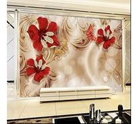 HongYouQi 3D Mural Art Bedroom Red Flower Landscape Bedroom Living Room Modern Wallpaper-300cm×210cm