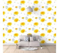 HongYouQi 3D Mural Art Bedroom Yellow Chrysanthemum Floral Landscape Creative Living Room Sofa Tv Wallpaper-200cm×140cm
