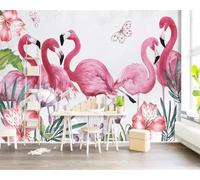HongYouQi 3D Mural Home Wall Decoration Animal Flamingo Landscape Living Room Sofa Tv Wallpaper-200cm×140cm
