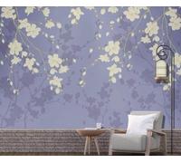 HongYouQi 3D Wallpaper Living Room Sofa White Small Flower Purple Landscape Creative Living Room Sofa Tv Wallpaper-250cm×170cm