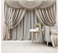 HongYouQi 3D Wallpaper Minimalist 3D Grey Curtains | Modern Luxurious Decorative Textures Suitable For Offices Study Areas Homes Bedroom Living Rooms Tv Feature Walls-200cm×140cm