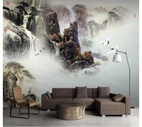 HongYouQi 3D Wallpaper Mountains Waterfalls Birds in Flight Natural Scenery