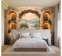 HongYouQi 3D Wallpaper Shop Window River Sunset Mountains