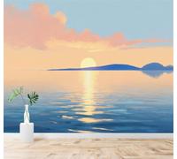 HongYouQi 3D Wallpaper Watercolour Ocean Sunset Horizon | Modern Luxurious Decorative Textures Suitable For Offices Study Areas Homes Bedroom Living Rooms Tv Feature Walls-400cm×280cm