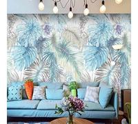 HongYouQi Blue Floral Leaves 3D Modern Wallpaper Decoration Bedroom Textured Home Living Room Tv Background-300Cm×210Cm