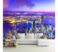 HongYouQi City Beach Night Scene 3D Modern Wallpaper Decoration Bedroom Textured Home Living Room Tv Background-200Cm×140Cm