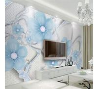 HongYouQi Minimalist Blue Floral Modern Wallpaper Decoration Bedroom Textured Home Living Room Tv Background-350Cm×256Cm