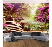 HongYouQi Purple Flower Plant 3D Home Wallpaper Sofa Tv Bedroom Living Room Background-250Cm×170Cm