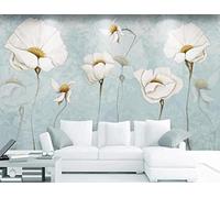 HongYouQi White Flower 3D Modern Wallpaper Decoration Bedroom Textured Home Living Room Tv Background-200Cm×140Cm