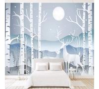 HongYouQi White Tree Mountain Peak 3D Home Wallpaper Sofa Tv Bedroom Living Room Background-400Cm×280Cm