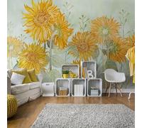 HongYouQi Yellow Floral 3D Modern Wallpaper Decorating Bedroom Home Living Room Tv Background-250Cm×170Cm