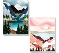 Hongyrjy 2 Pack Mountain Paint by Numbers for Adults Framed Canvas-Sunrise Painting Kits for Adult,Landscape Number Painting Adults DIY Acrylic Oil Painting Kits Arts Crafts for Wall Decor 8x12inch