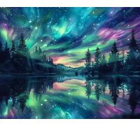 Hongyrjy Aurora Paint by Numbers for Adults-Painting Kits for Adults,Starry Sky Paint by Number Canvas,Paint by Numbers for Adult Scenery Perfect for Gifts and Home Wall Decor 12x16in
