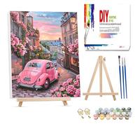 Hongyrjy Framed Paint by Numbers for Adults with Wooden Easel-Car Painting Kits for Adults,Paint by Number Canvas,Paint by Numbers for Adults Perfect for Gifts and Home Wall Decor 12x16inch