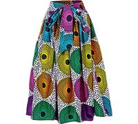 HongyuAmy Women African Print Skirt Dutch Ankara Wax Print Full Circle Skirt, Color C, M