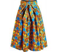 HongyuAmy Women African Print Skirt Dutch Ankara Wax Print Full Circle Skirt, Color J, M