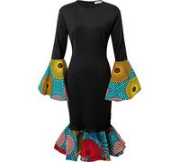 HongyuAmy Women's African Fashion Ankara Print Dress Traditional Casual Outfits Attire, Color H, Large