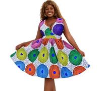 HongyuAmy Women's African Print Dress Ankara Vintage Sexy Dresses with Belt, Color a, XL