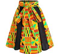 HongyuAmy Women's African Print Fabric Kente Wax Cloth Short Skirts with Pockets, Color a, S