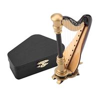 Hongzer Miniature Harp, 4in Wooden Miniature Harp Replica with Gift Case Instrument Model Musical Gifts Ornaments