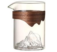 HonHeam Glass Gong Dao Bei, Chinese Glass Teacup Cha Hai, Kung Fu Tea Fair Cup, Tea Serving Pitcher with Wooden Handle