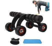 Honhoha Abdominal 4 Wheel Roller, Comfortable Exercise Roller with Soft Sponge Handle, Indoor Fitness Supplies for Home, Business Trip, Workplace, Traveling, Campus, Gym