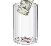 Honhoha Acrylic Money Saving Box - Clear Round Money Box | Transparent Round Money Box Transparent Saving Box for Toddler Girls Boys Kids Children