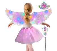 Honhoha Angel Wings Costume,Light Up Kids Angel Wings Costume - Pretend Play Props for School Photo Christmas Stage Performance Bridal Holiday Party