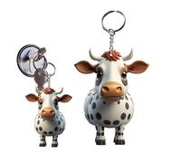 Honhoha Highland Cow Key Ring | Cattle Cartoon 2D Acrylic Decorative Pendant | Portable Keyring Decorations for Car Keys, Party Favors, Colorf Ornament for Backpack