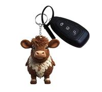 Honhoha Highland Cow Key Ring | Cattle Cartoon 2D Acrylic Decorative Pendant | Portable Keyring Decorations for Car Keys, Party Favors, Colorf Ornament for Backpack
