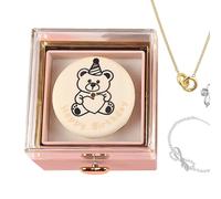 Honhoha Jewelry Box | Small Bear Cake Rotating Jewelry Display Case,Romantic Storage Case for Earring Bracelets Keepsake Travel Women Girls Brides Living Room Bedroom
