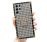 HONHULEE for Samsung Galaxy S24 Plus Case with Stand,Ring Holder Case Black White for Girls Women, Luxury Shockproof Protective Phone Cover Case for Samsung Galaxy S24+ / S24 Plus 5G