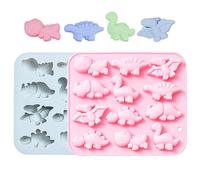 Honicemar 12 Cavities Dinosaur Shape Chocolate Mould, Baking DIY Tools Different Shape Cartoon Dinosaur Silicone Mould, Set of 2 Pieces Non Stick Silicone Molds for Cake Chocolates Jelly Candy, etc